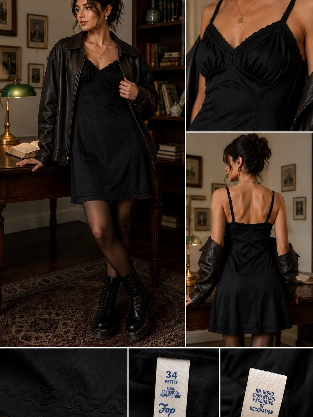 Vintage 1960s ACEDEMIA TOP FORM SLIPDRESS BLACK RARE